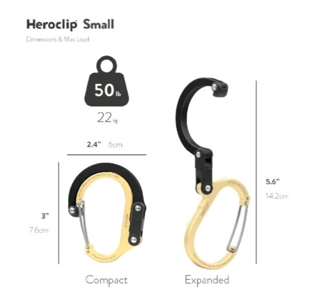 HEROCLIP Small (承重 50 lb) 細碼萬用掛鉤 Gear Clip | Carabiner Hook Clip