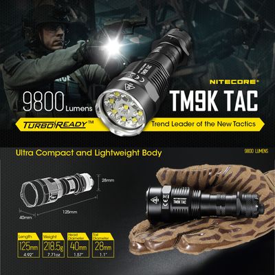 NITECORE TM9K TAC｜9800lm 近距爆閃｜5000mAh 直充 手電筒 Flashlight | 超強光