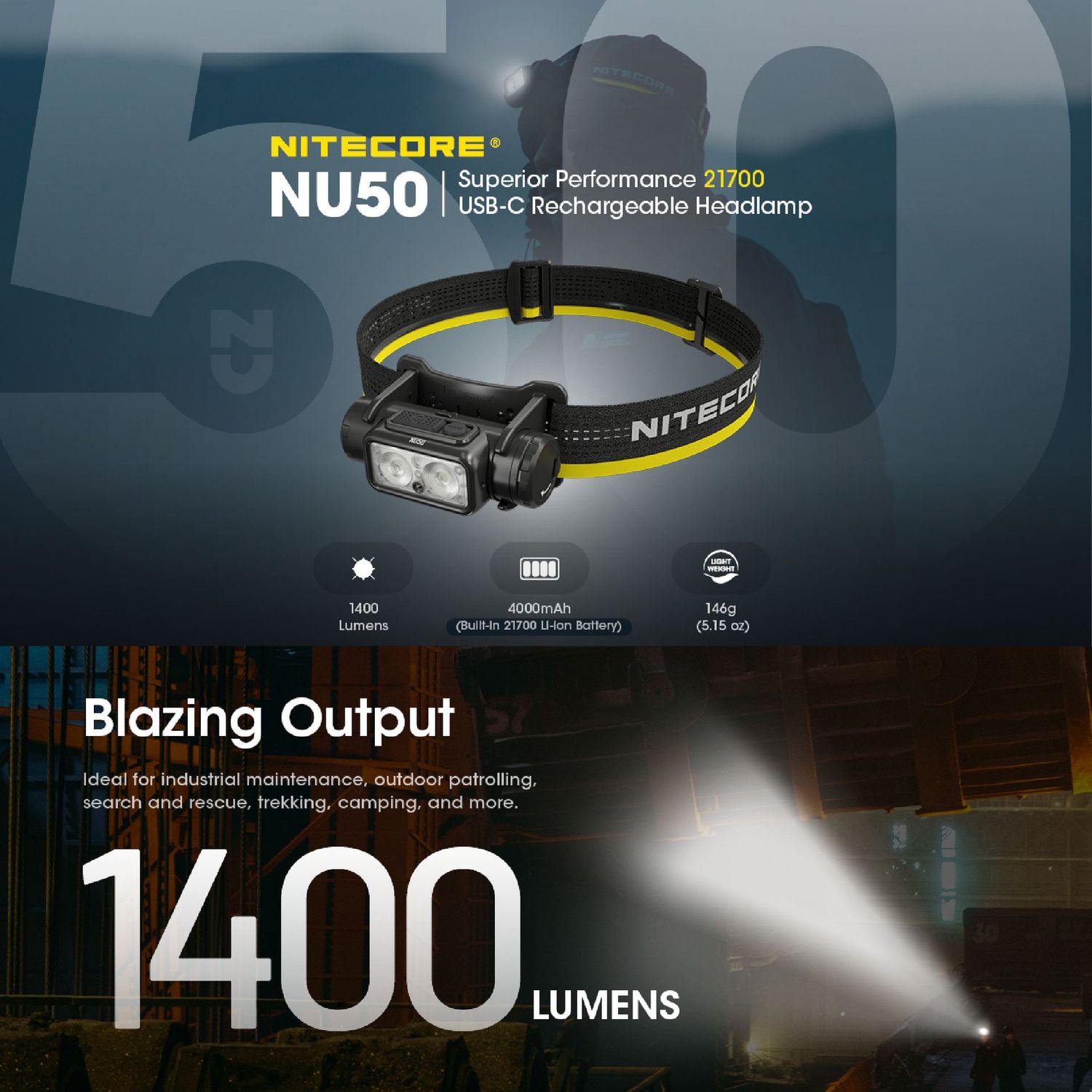 NITECORE NU50 Headlamp 高亮度 1400 lumens 流明 頭燈