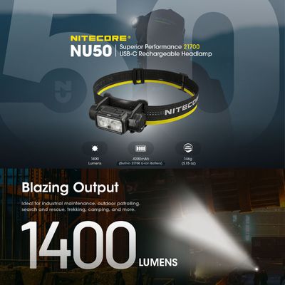 NITECORE NU50 Headlamp 高亮度 1400 lumens 流明 頭燈