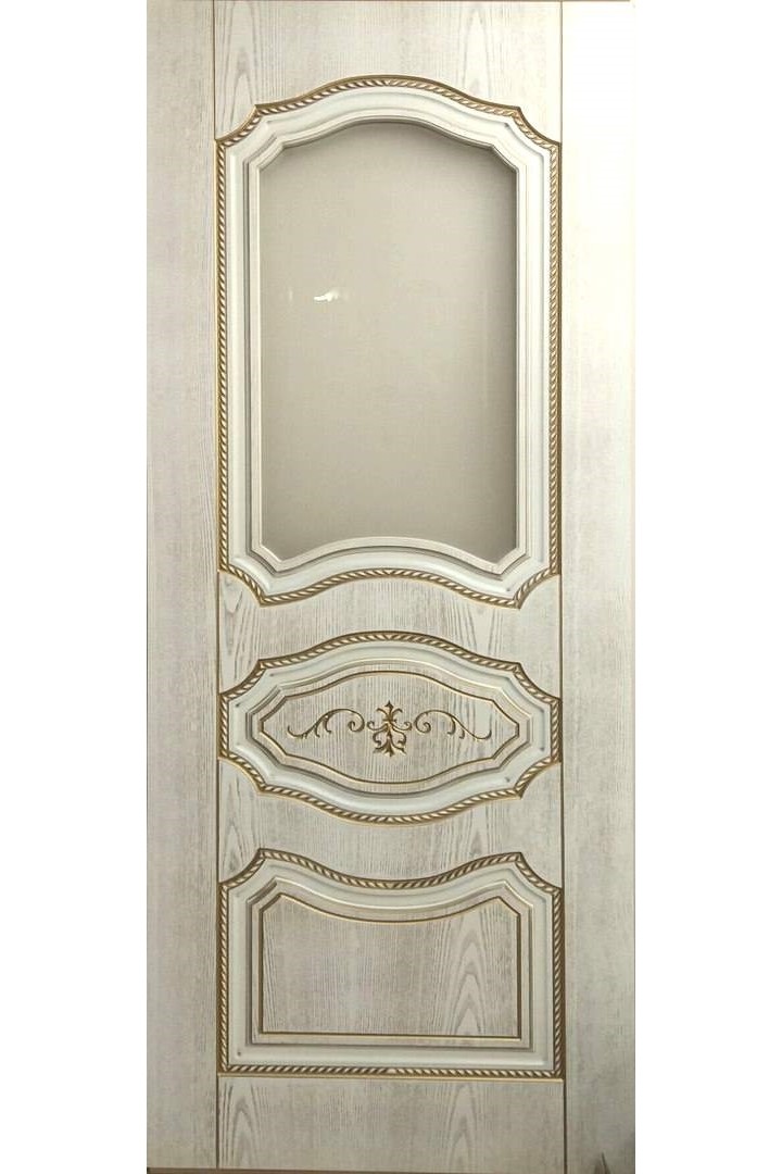Дверь межкомнатная остекленная "Марко", белое золото + патина