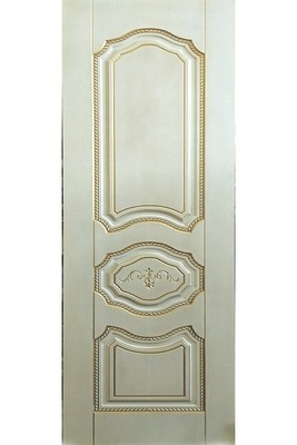 Дверь глухая массив шпонированный "Марко" белое золото + патина, Версаль