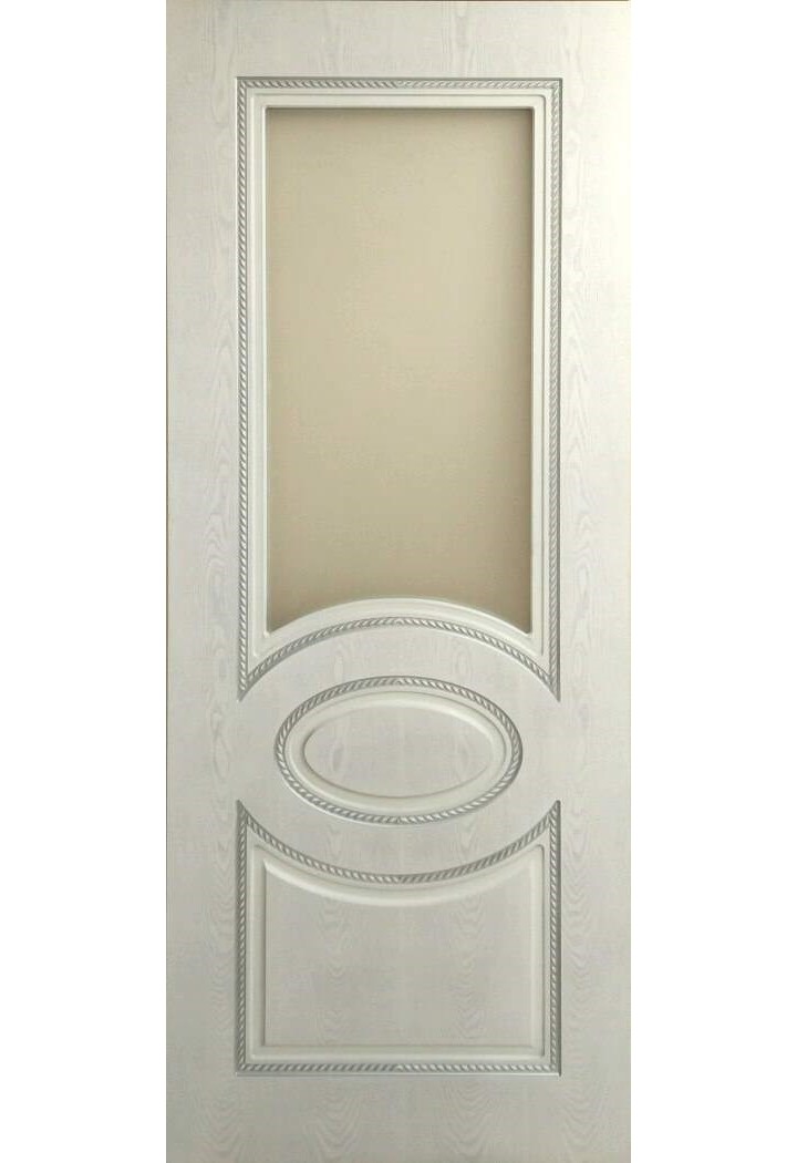 Дверь межкомнатная остекленная "Валенсия", белое серебро + патина