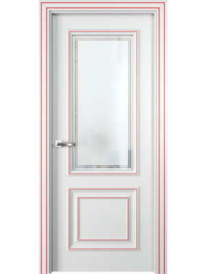 Дверь "PV 2", белоснежный софт, остекленная, Vitory