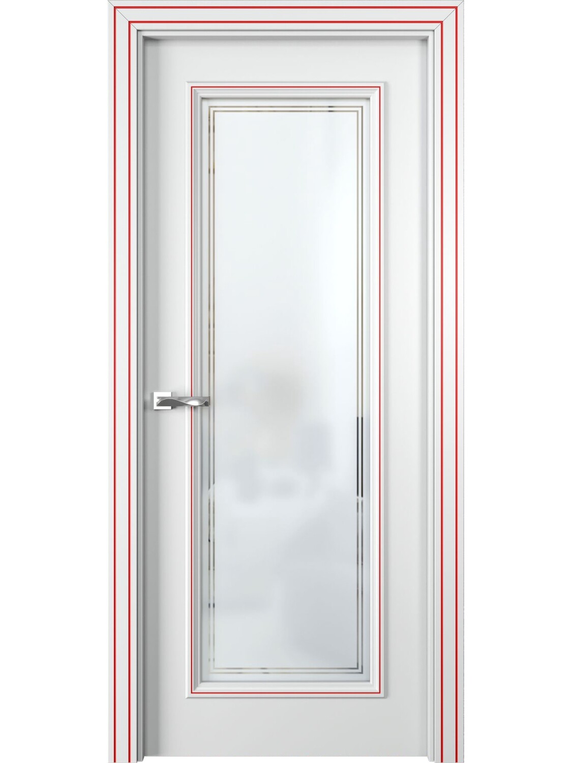 Дверь "PV 1", белоснежный софт, остекленная, Vitory