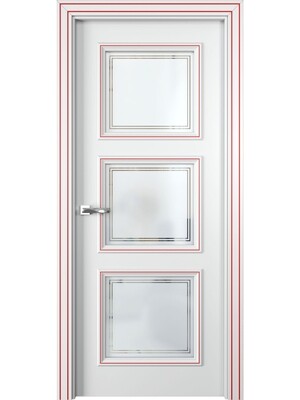 Дверь "PV 3", белоснежный софт, остекленная, Vitory