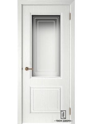 Дверь межкомнатная остекленная "СКАНДИ 2", вуд белый