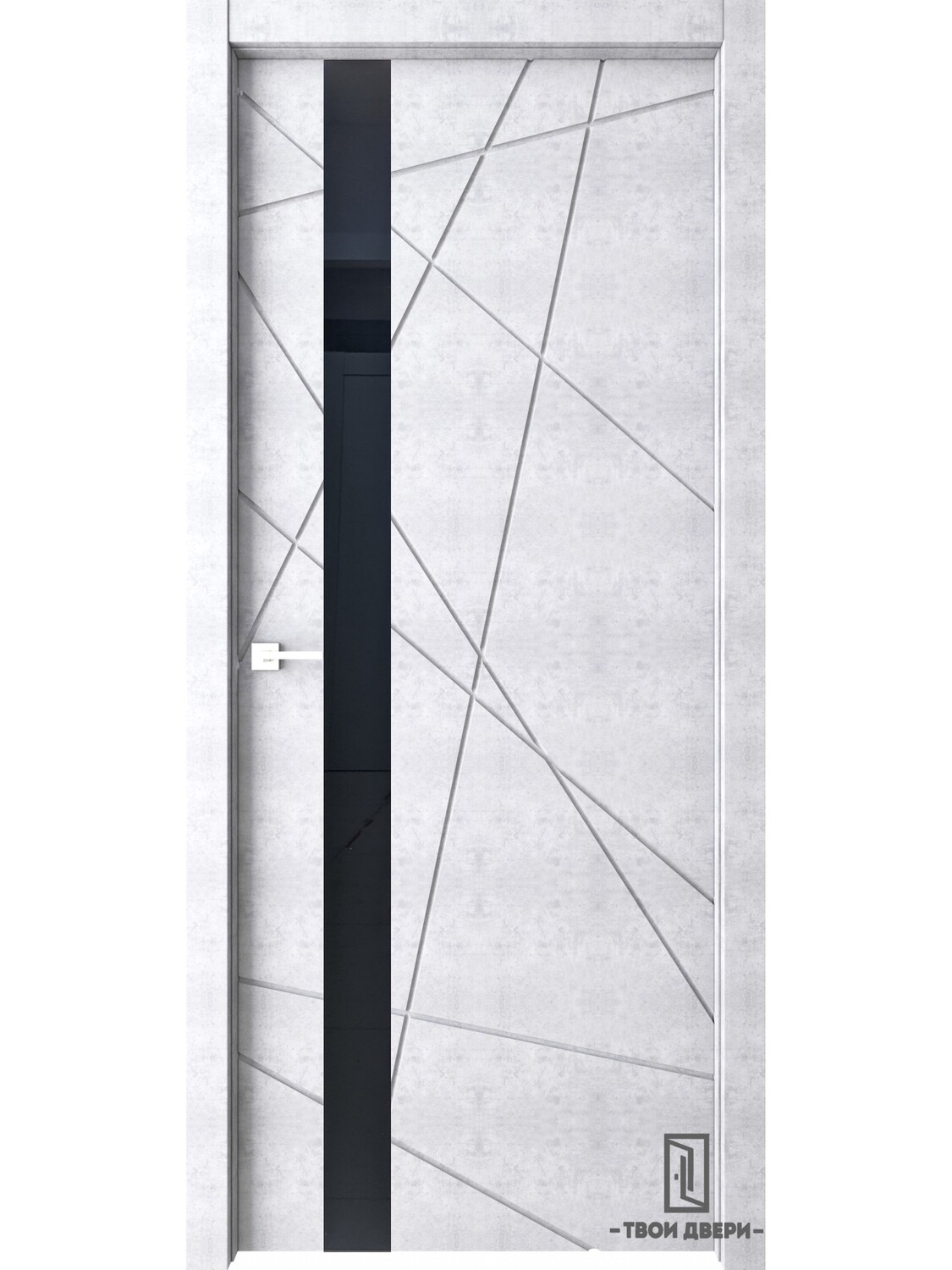 Дверь межкомнатная "ТОСКАНА", бетон снежный, черное стекло