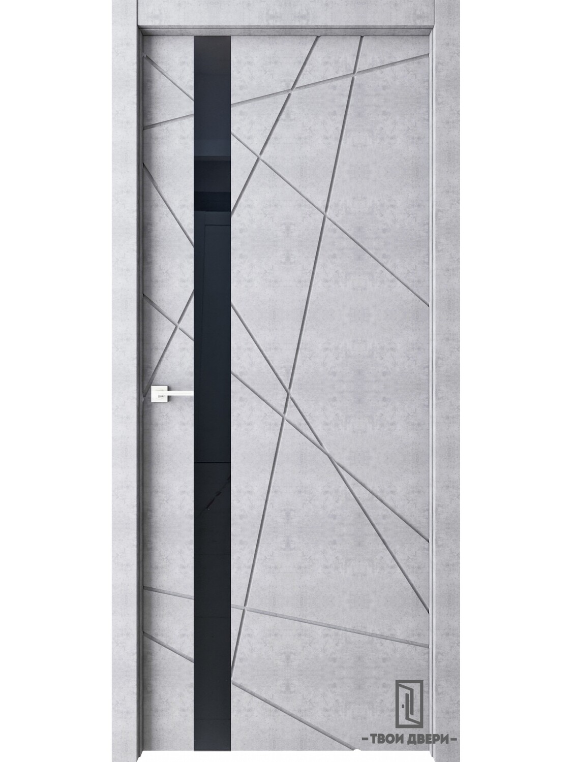 Дверь межкомнатная "ТОСКАНА", бетон серый, черное стекло