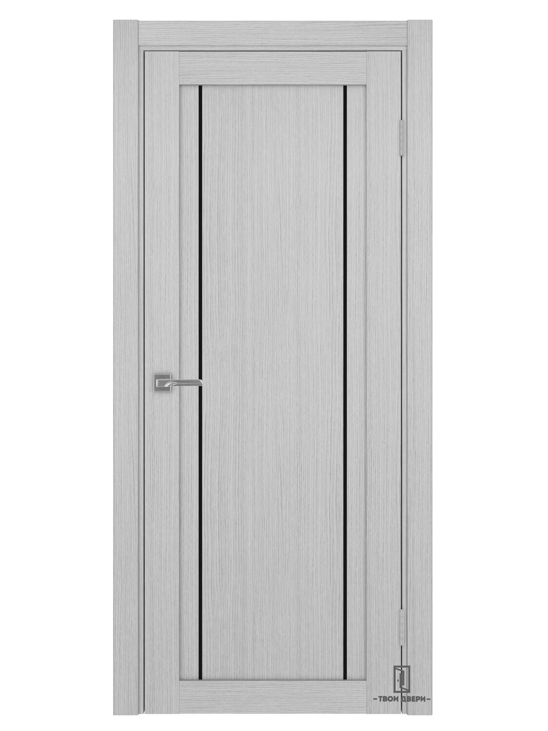 Дверь межкомнатная АПП 522.111 (черные молдинги), дуб серый