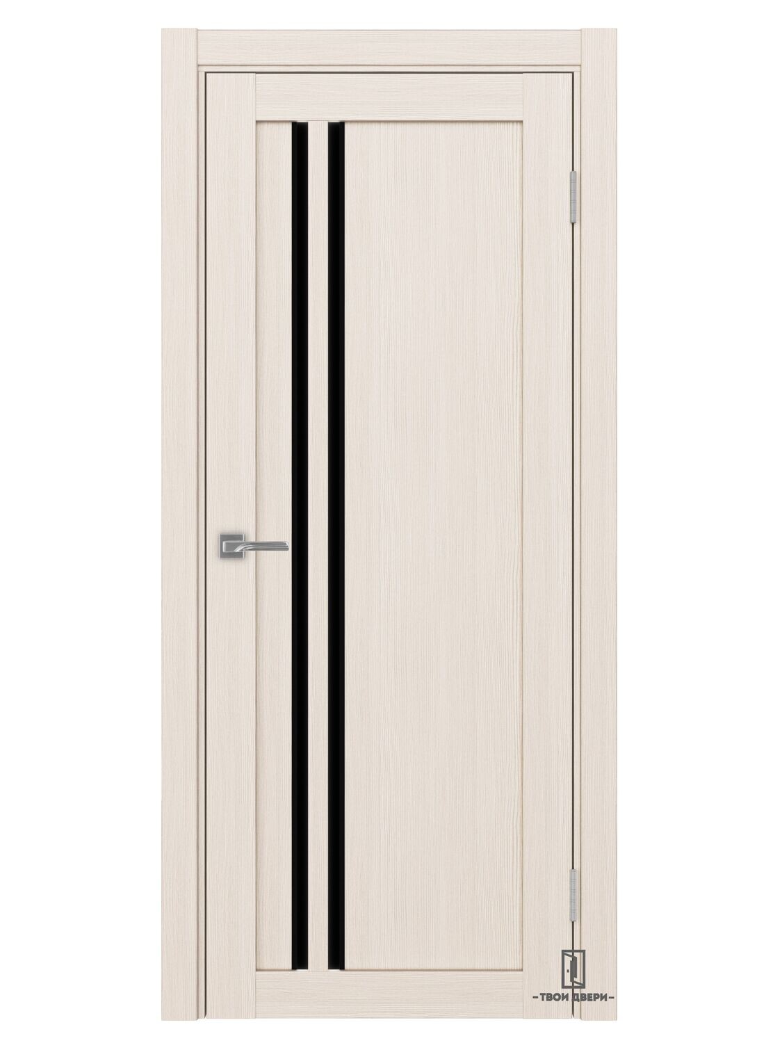 Дверь межкомнатная АПС 525 лакобель (черные молдинги), ясень перламутровый, Ширина полотна, мм: 600
