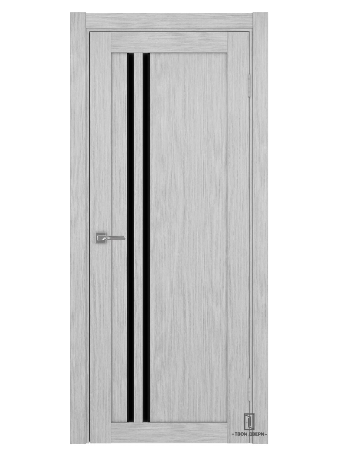 Дверь межкомнатная АПС 525 лакобель (черные молдинги), дуб серый, Ширина полотна, мм: 600