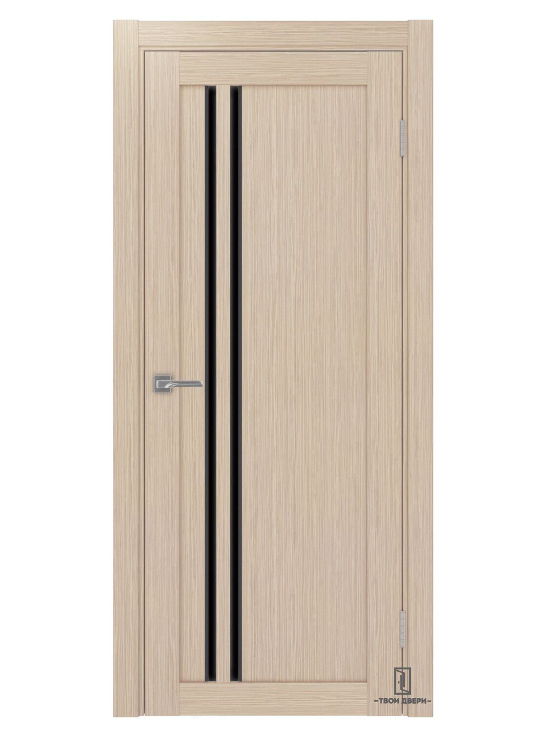 Дверь межкомнатная АПС 525 лакобель (черные молдинги), беленый дуб