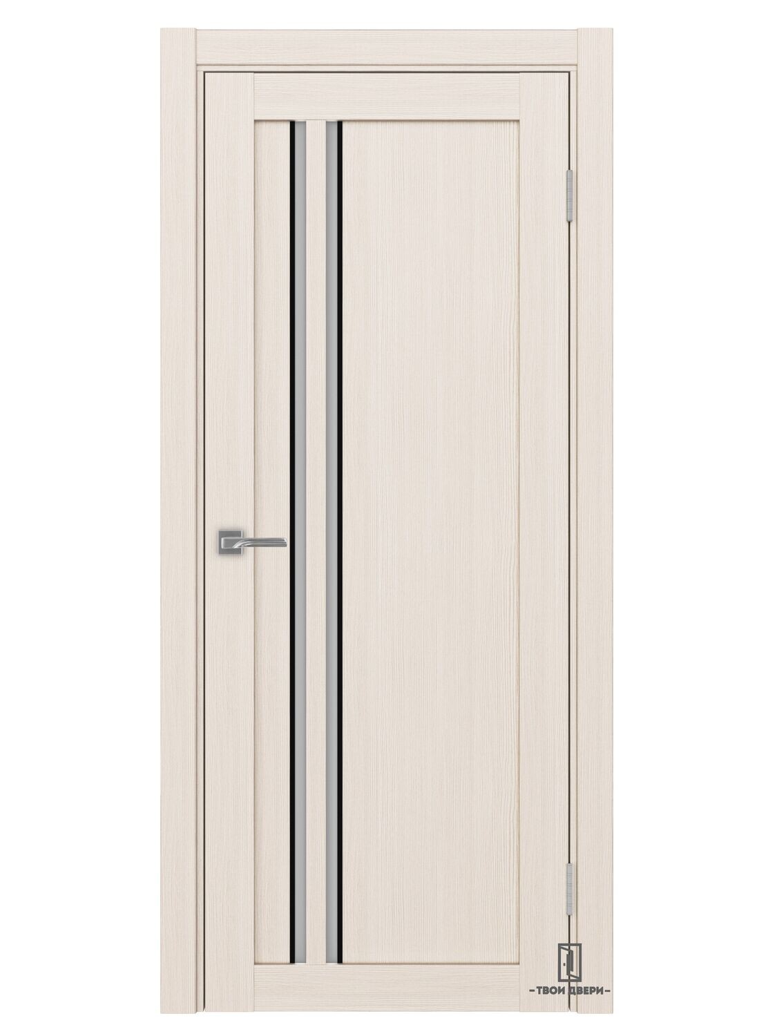 Дверь межкомнатная АПС 525 (черные молдинги), ясень перламутровый