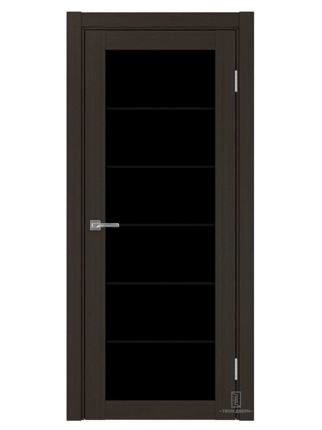 Дверь межкомнатная 501.2 черное стекло, венге