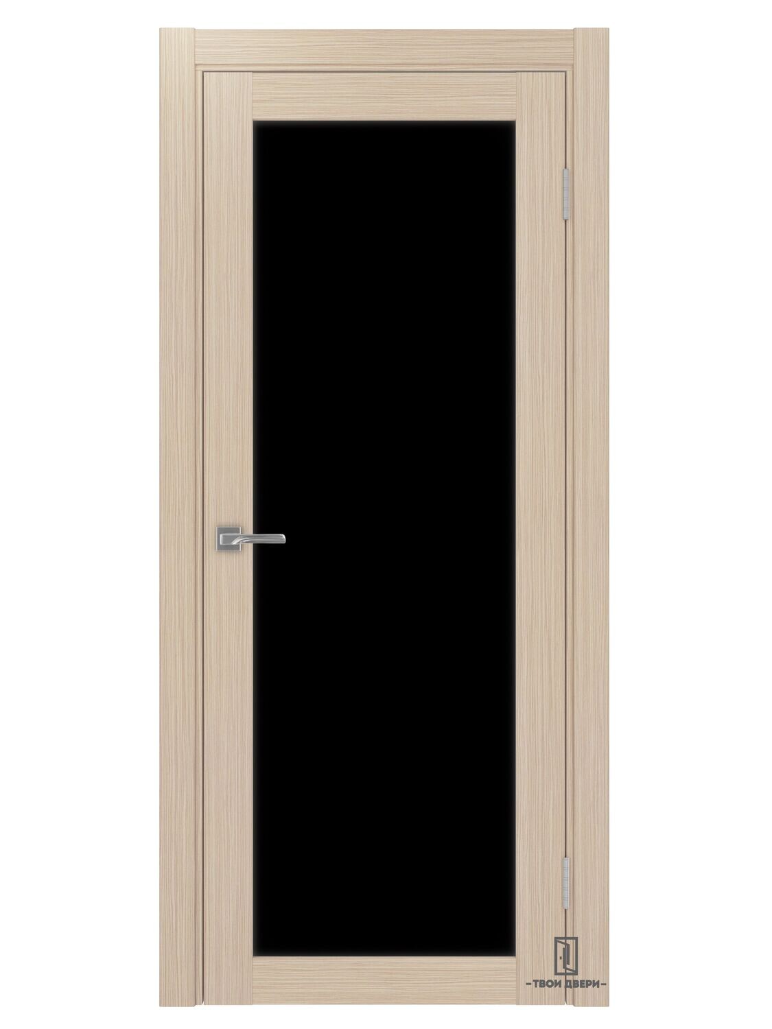 Дверь межкомнатная 501.2 черное стекло, беленый дуб