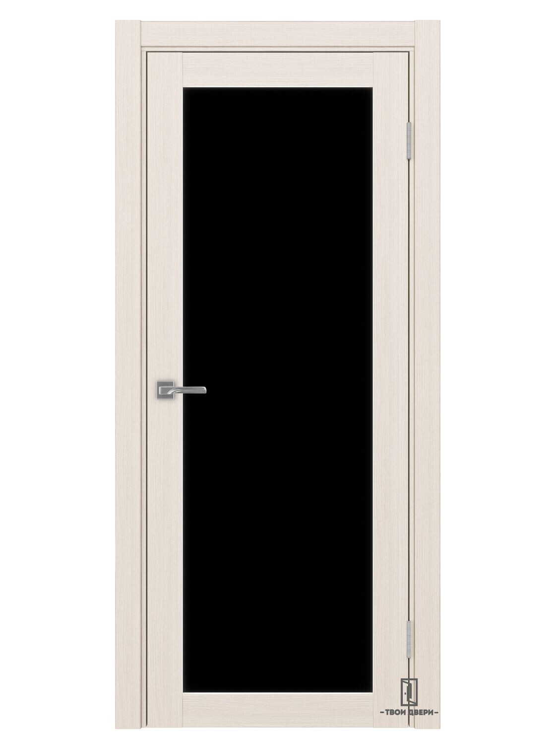 Дверь межкомнатная 501.2 черное стекло, ясень перламутровый