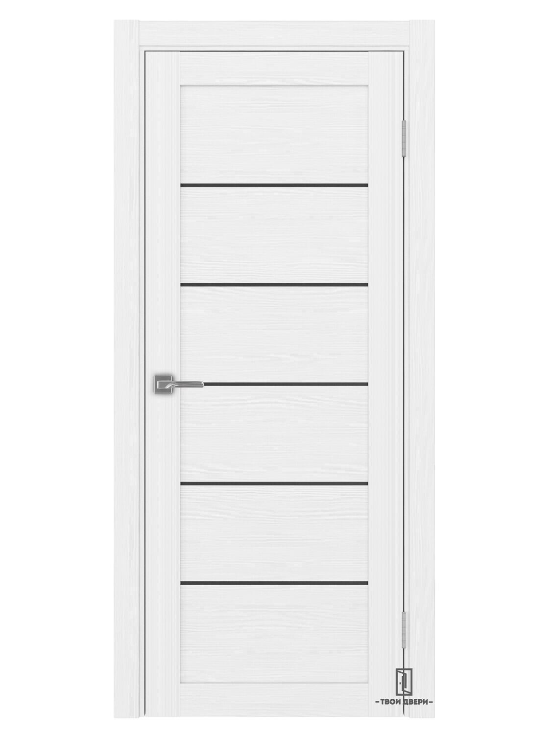 Дверь межкомнатная АПП 501.1 (черные молдинги), белый лед