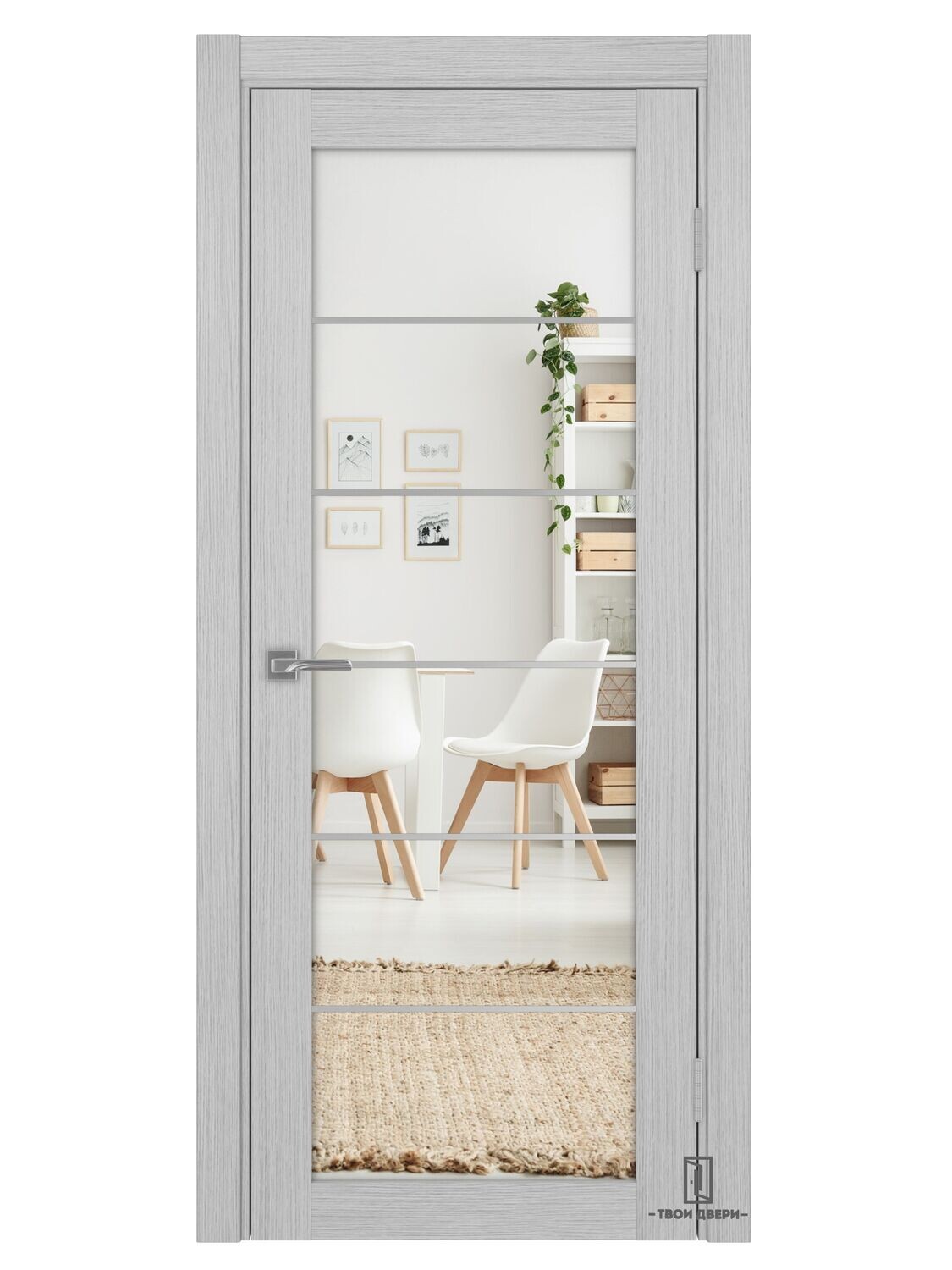 Дверь межкомнатная АСС 501.2 зеркало (молдинги), дуб серый