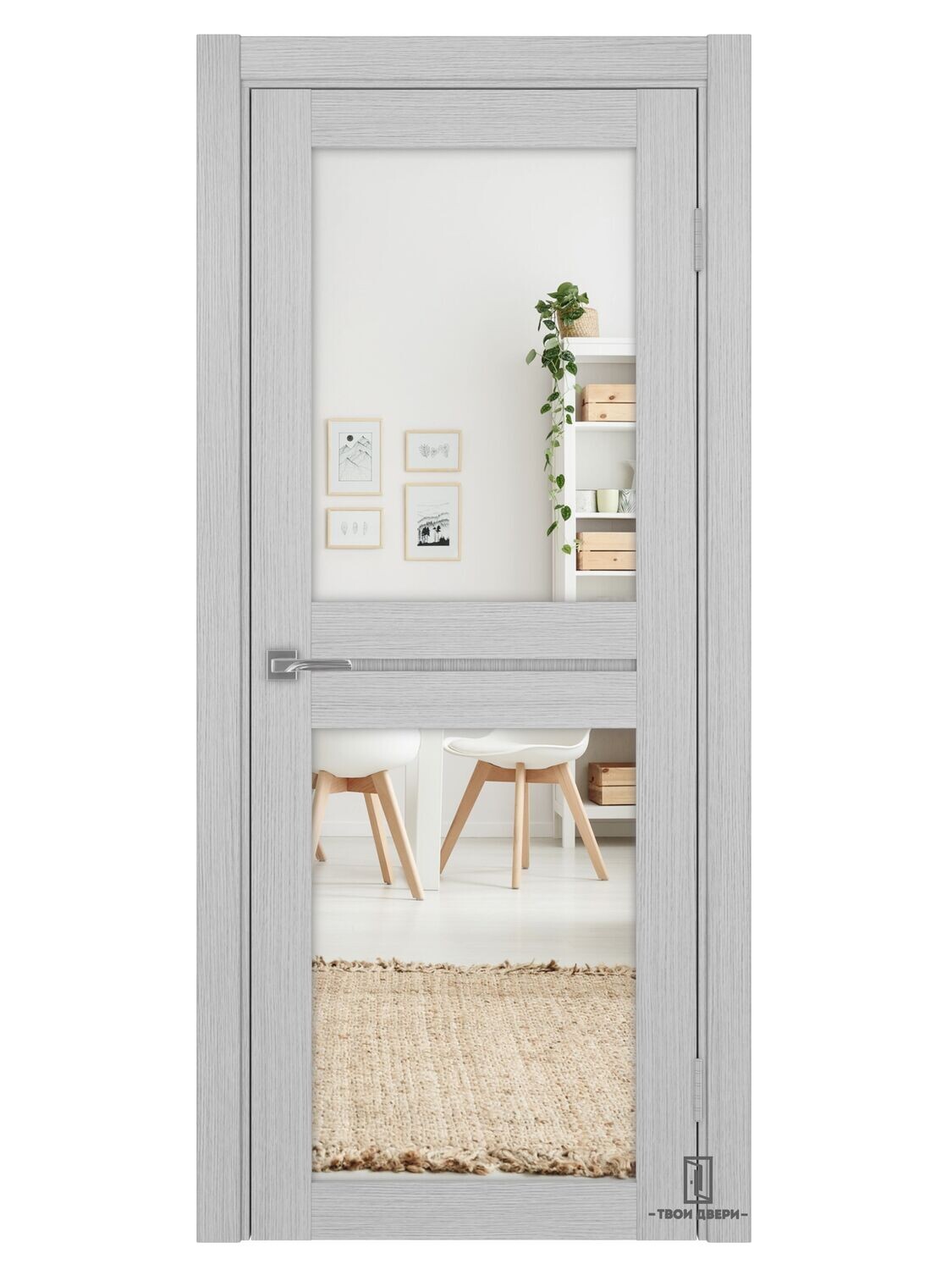 Дверь межкомнатная 520.212 зеркало, дуб серый, Ширина полотна, мм: 600