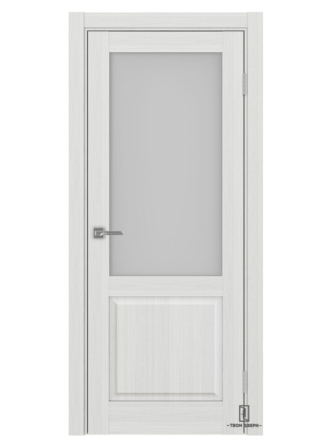 Дверь межкомнатная остекленная Оптима Порте "602", ясень серебристый