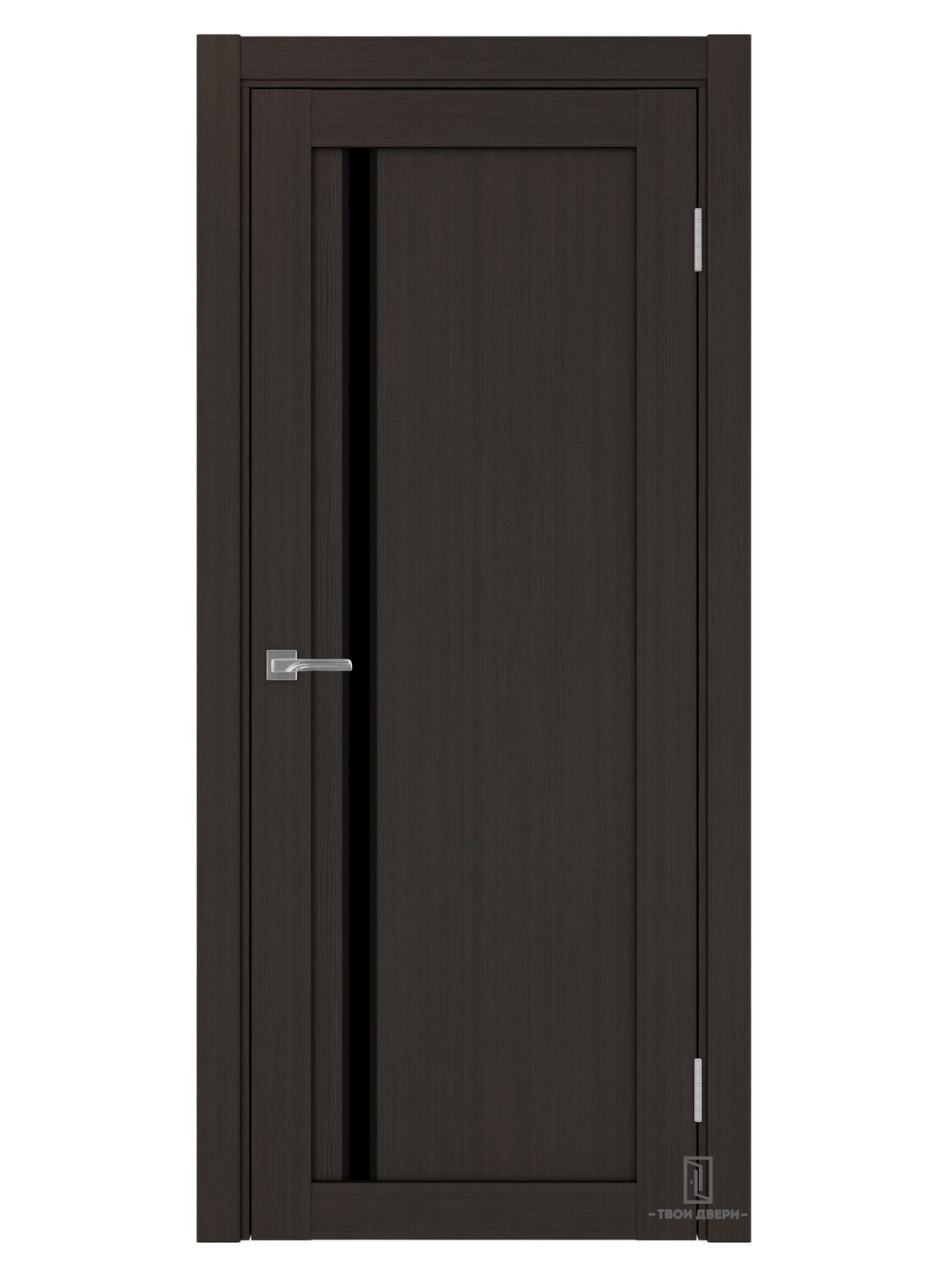 Дверь межкомнатная АПС 527 лакобель (черные молдинги), венге