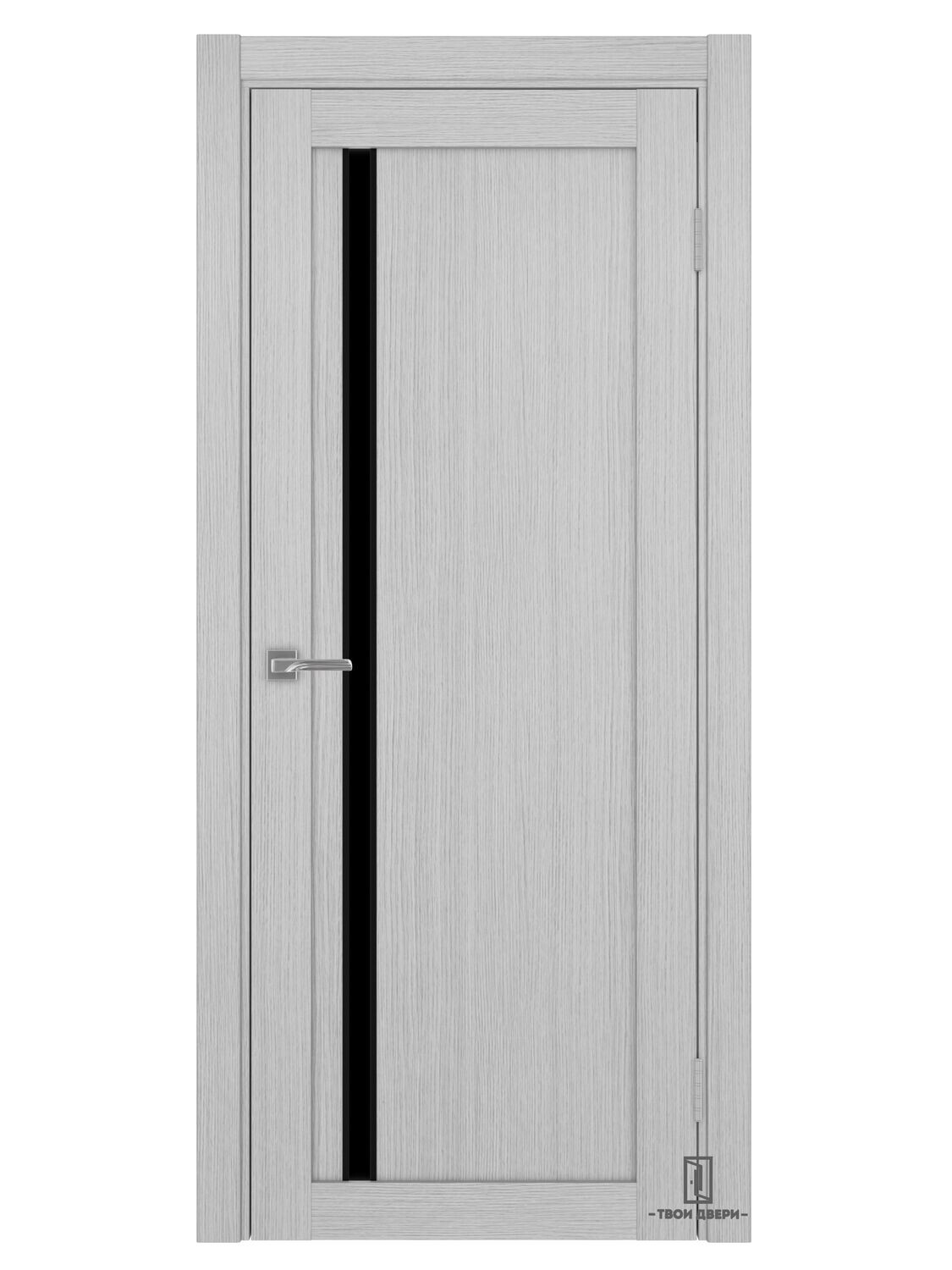 Дверь межкомнатная АПС 527 лакобель (черные молдинги), дуб серый