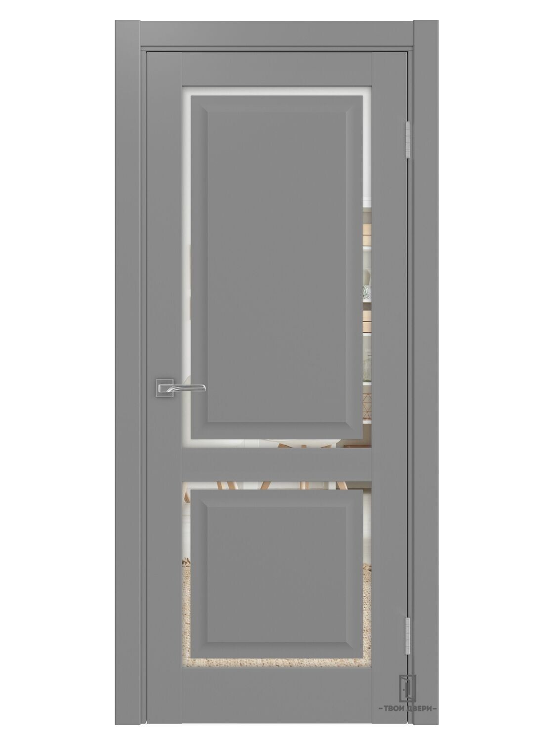 Дверь межкомнатная Оптима Порте "Тоскана 602C", серый (зеркало)