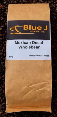 Blue J decaffeinated coffee beans 500g