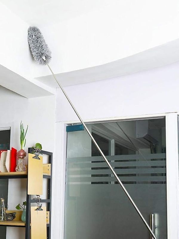 Plumeau télescopique et extensible en microfibre pour nettoyer les ventilateurs sur les plafonds surélevés les stores les toiles d’araignée , les voitures