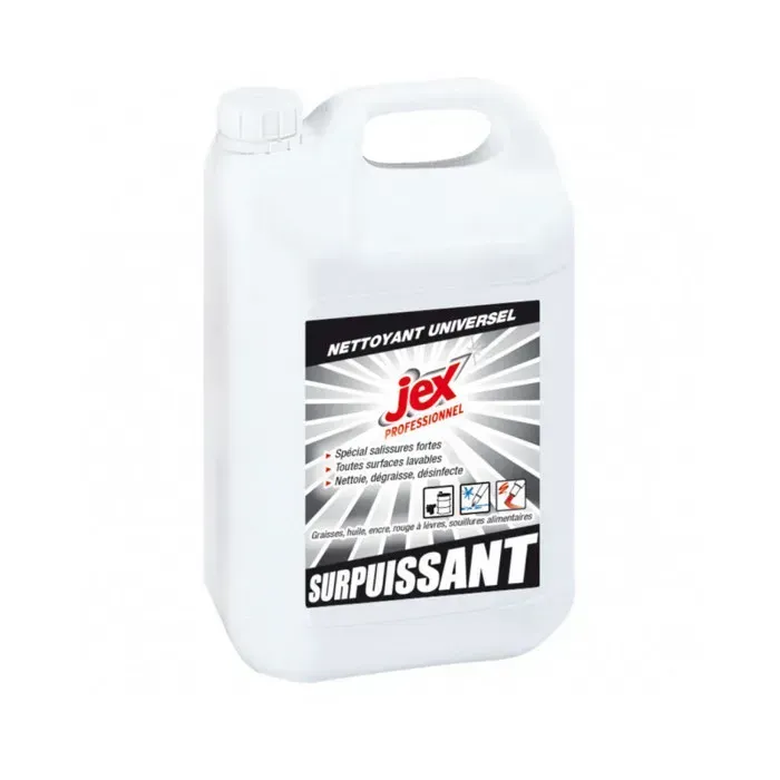 JEX Professionnel Nettoyant surpuissant Spécial salissures fortes toutes surfaces Dégraisse et désinfecte parfum menthe 5L fabrication Française JEX Professionnel Nettoyant surpuissant Spécial salissures fortes toutes surfaces Dégraisse et désinfecte parfum menthe 5L fabrication Française