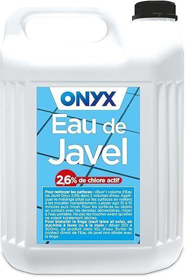 Onyx eau de javel 2.6 % chlore actif nettoyant et blanchissant multi usages 5l Onyx eau de javel 2.6 % chlore actif nettoyant et blanchissant multi usages 5l