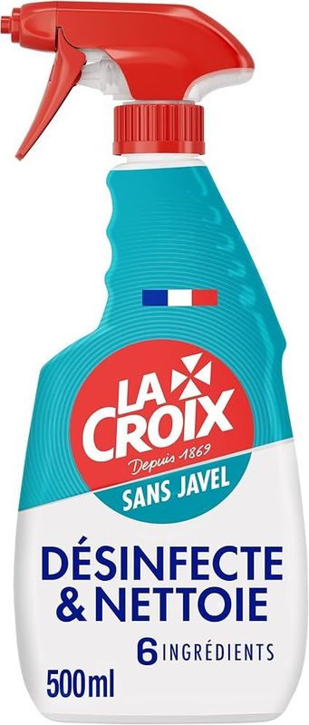 La croix Spray désinfectant nettoyant cuisine – efficacité sans javel et avec 6 ingrédient Enleve saleté et graisse Flacon Spray 500 ml