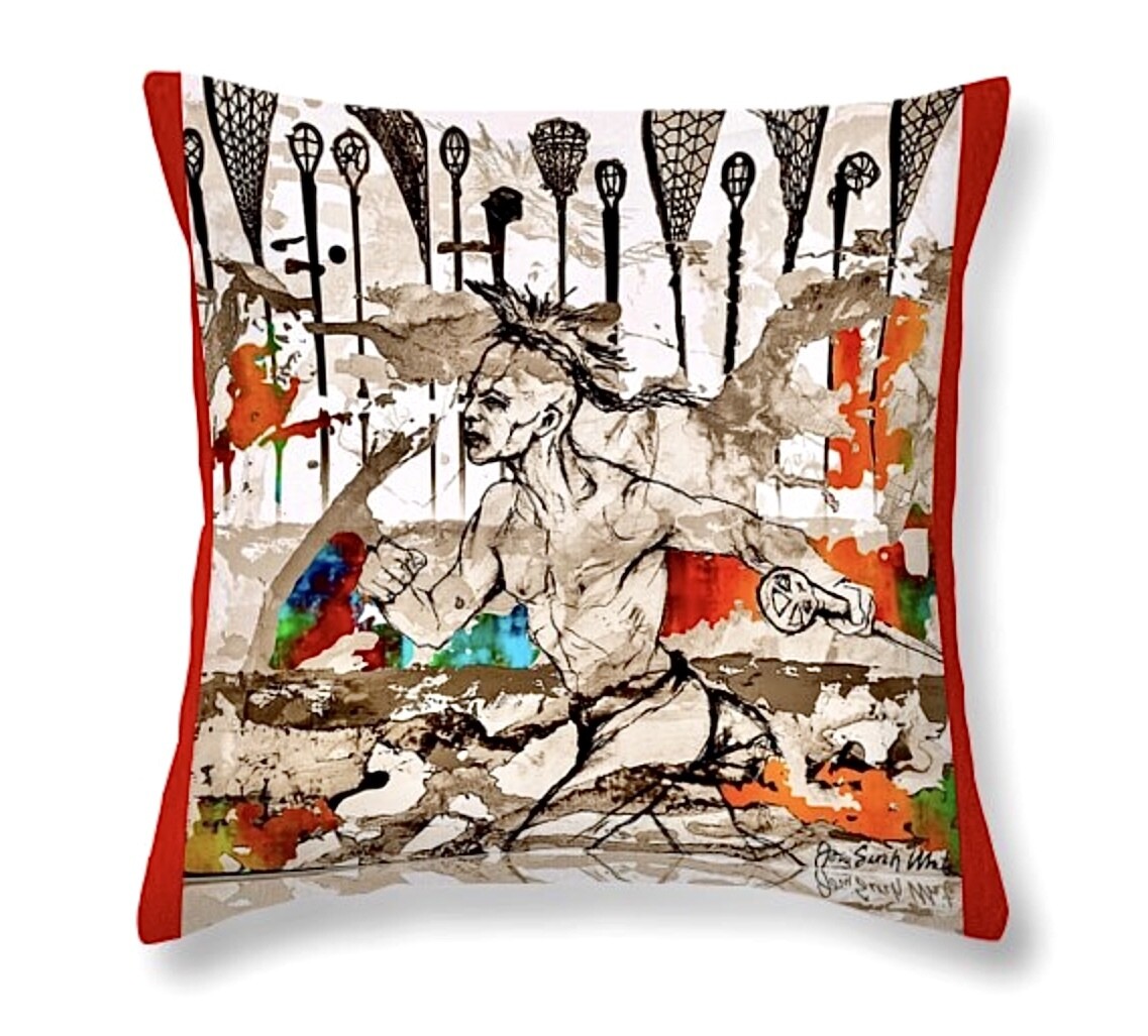 “STRENGTH of TRADITION” 18 x 18 Throw Pillow/ Red Background