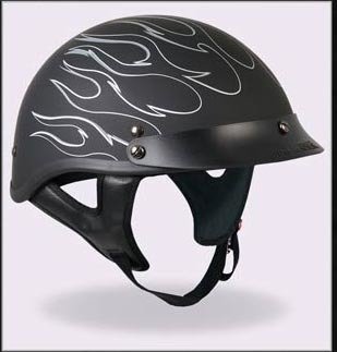 DOT MOTORCYCLE HELMET BLACK WITH FLAMES