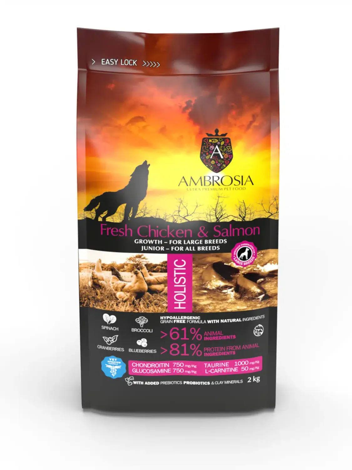 AMBROSIA GLUTEN FREE PUPPY CHICKEN &amp; SALMON LARGE BREEDS  &amp; JUNIOR DOG