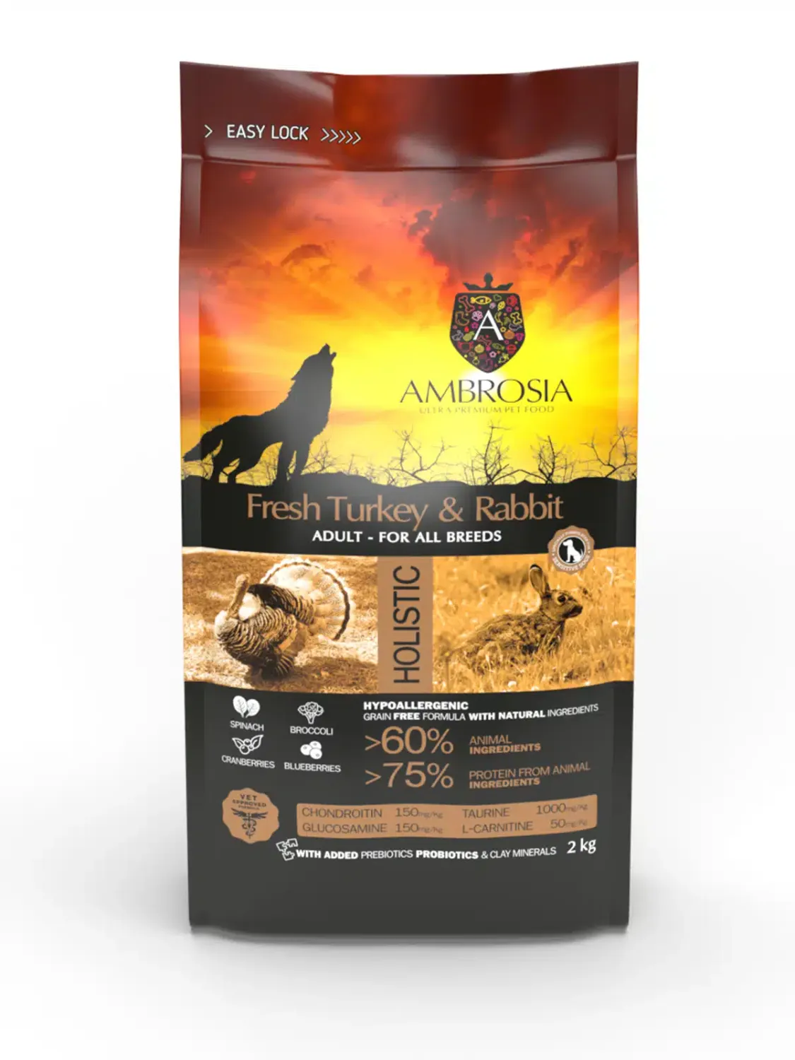 AMBROSIA GLUTEN FREE ADULT SENSITIVE TURKEY &amp; RABBIT DOG