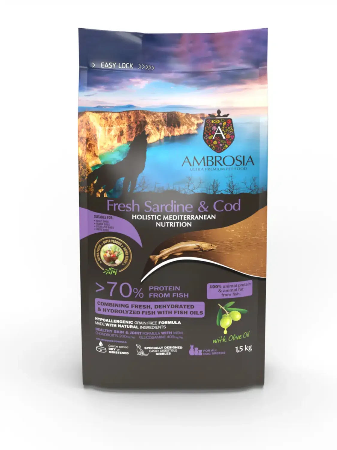 AMBROSIA GLUTEN FREE PUPPY MEDITERRANEAN SARDINE &amp; HERRING DOG