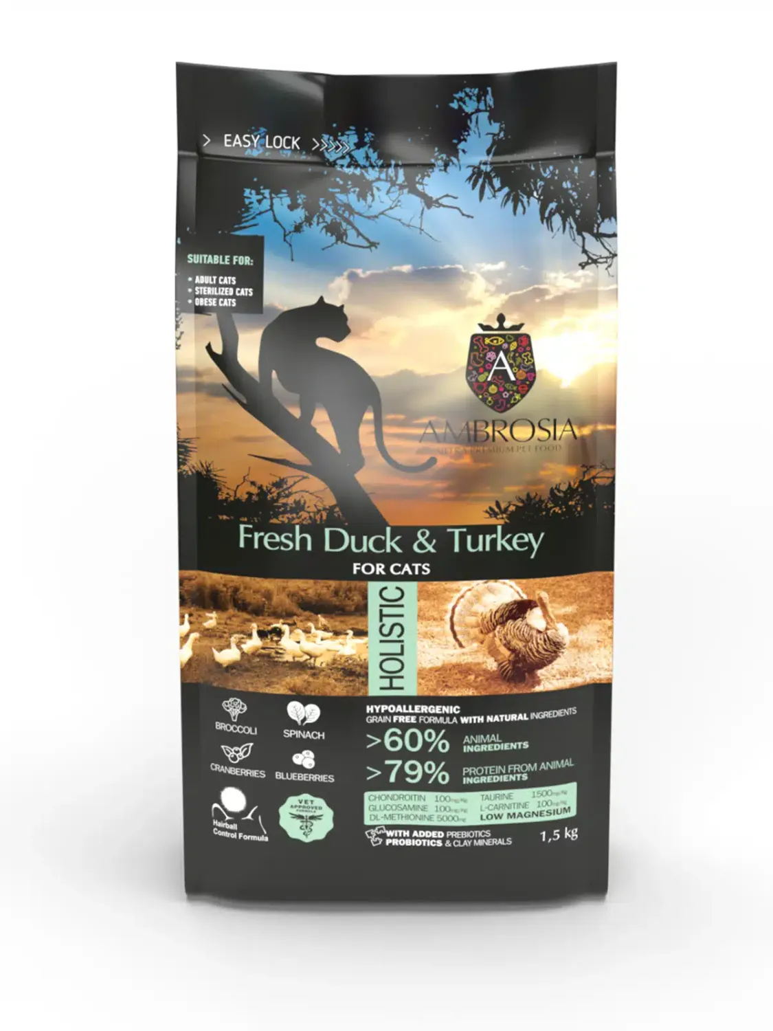 AMBROSIA GLUTEN FREE SENIOR-LIGHT-STERILIZED DUCK &amp; TURKEY CAT