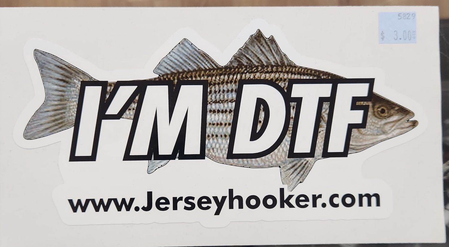 Jersey Hooker I'm Down to Fish Stickers, Style: Striped Bass