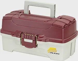 Plano 1-Tray Tackle Box with Dual Top Access, Red Metallic/Off White, Premium Tackle Storage (620106)
