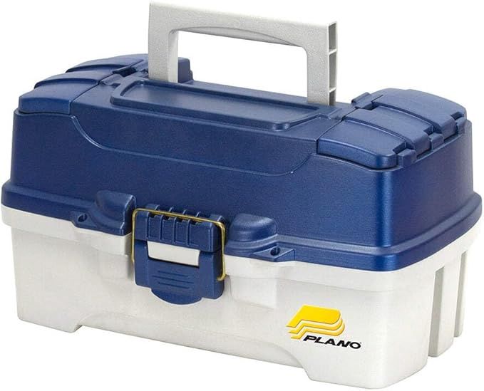 Plano 2-Tray Tackle Box with Dual Top Access, Blue Metallic/Off White, Premium Tackle Storage, 620206