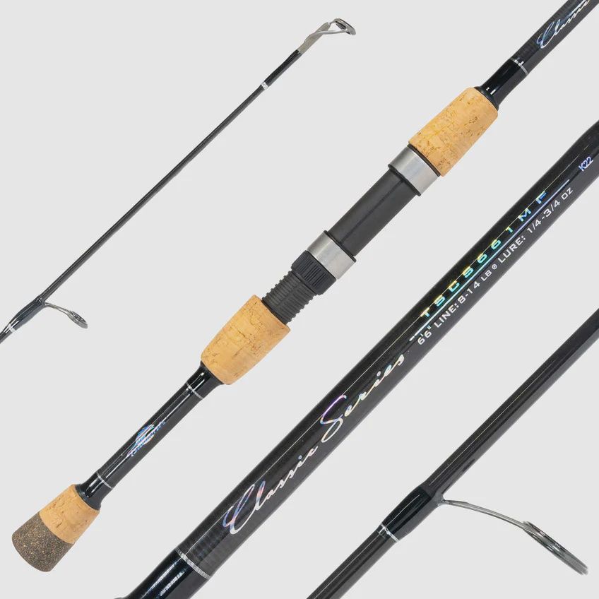 Tsunami Classic Series Spinning Rods, Model: 6'6" Medium Fast / 8lb-14lb / 1/4oz-3/4oz / 1pc