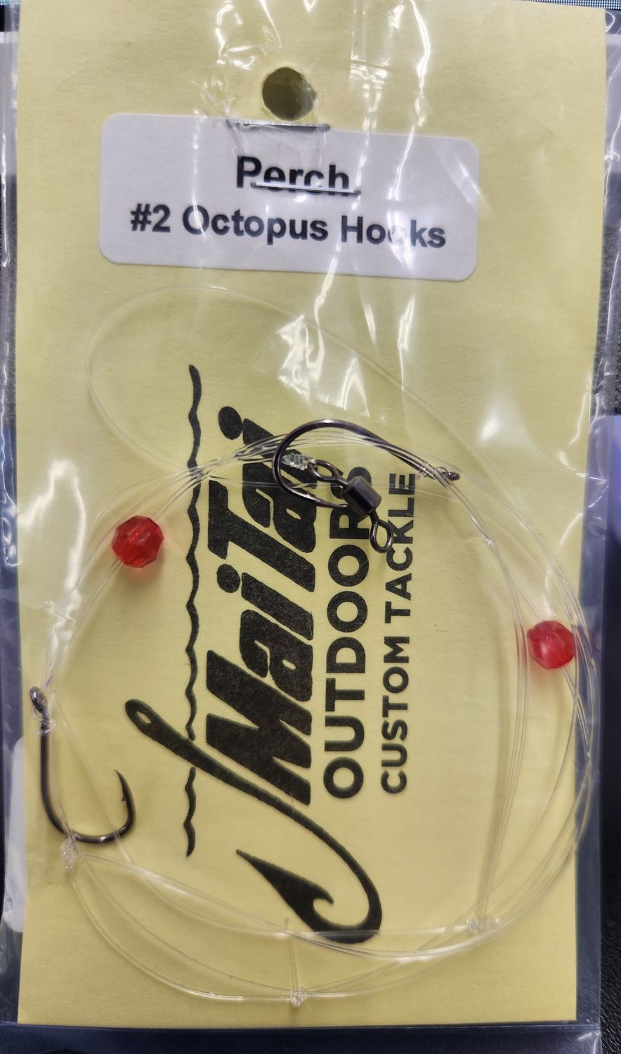 Mai Tai White Perch Rigs with #2 Octopus Hooks, Style: Beads