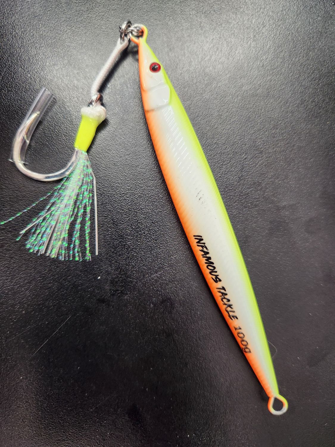 Infamous Tackle Needle Jig, Color: Glow Yellow, Size: 100g