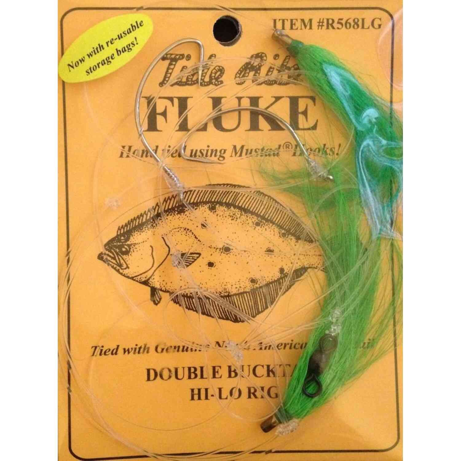 Tide Rite Hi/Lo Fluke Rig Double Bucktail, Color: Chartreuse