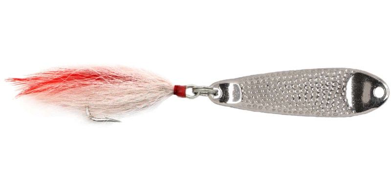 Hopkins Lures NO = EQL Hammered Spoon Single hook with Bucktail