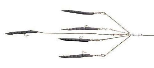 9er's Lures 6 Arm 7 inch Eel Umbrella Rig, Color: Black