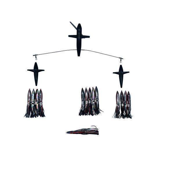 Chatter Lures Side Tracker 19" Bar With 6" Floating Bulb Squids, Color: Black