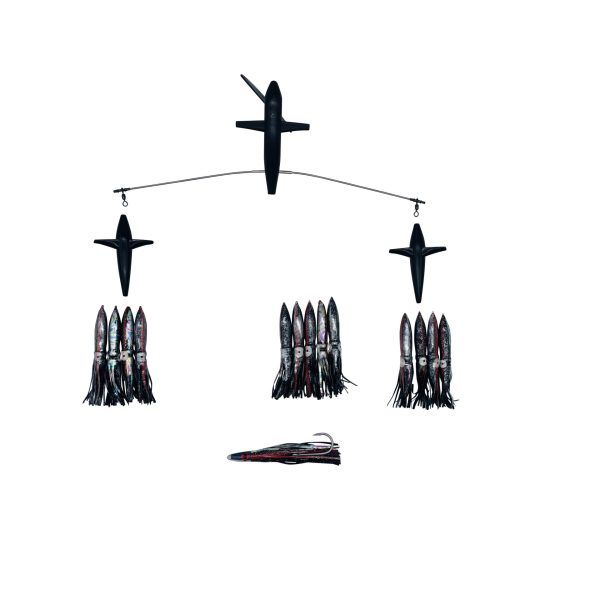 Chatter Lures Side Tracker 19" Bar With 6" Floating Bulb Squids, Color: Black